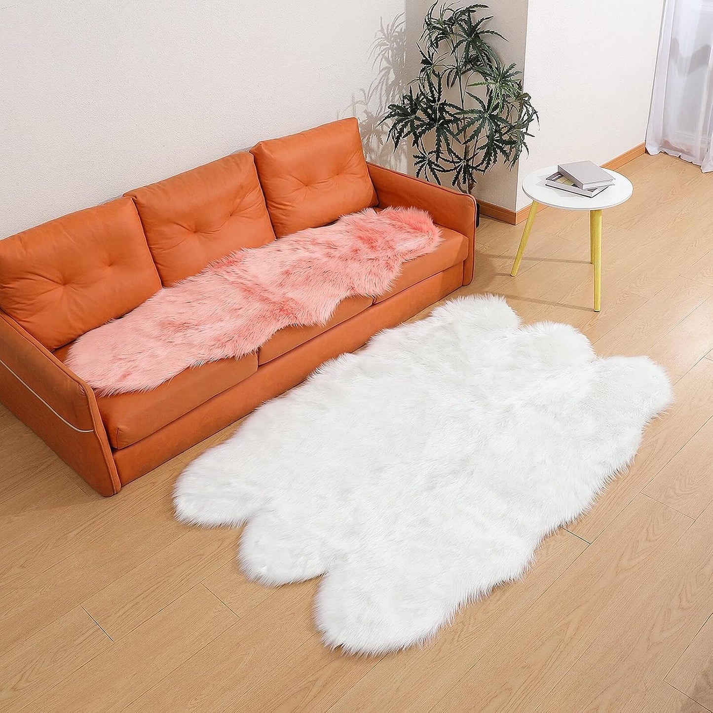 Alfombra piel sintética oveja blanca 4x6ft dormitorio