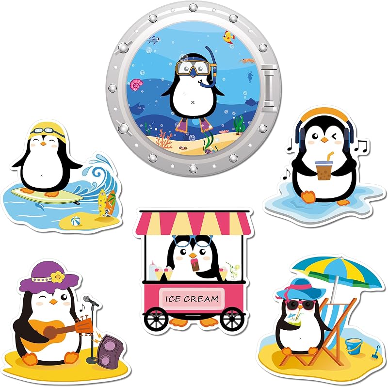6 Pzas Imanes Pingüinos Decorativos para Puerta Crucero