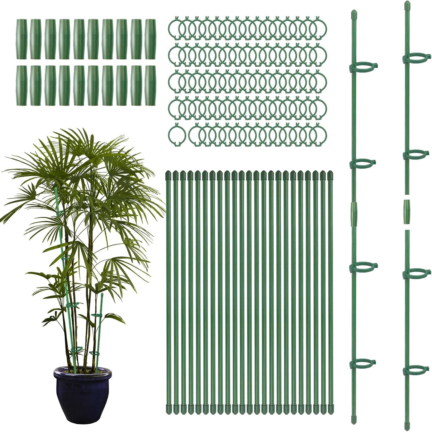 40 Estacas Soporte Plantas 12" con 80 Clips
