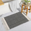 Alfombra baño boho 2x3pulg algodón borlas negro blanco