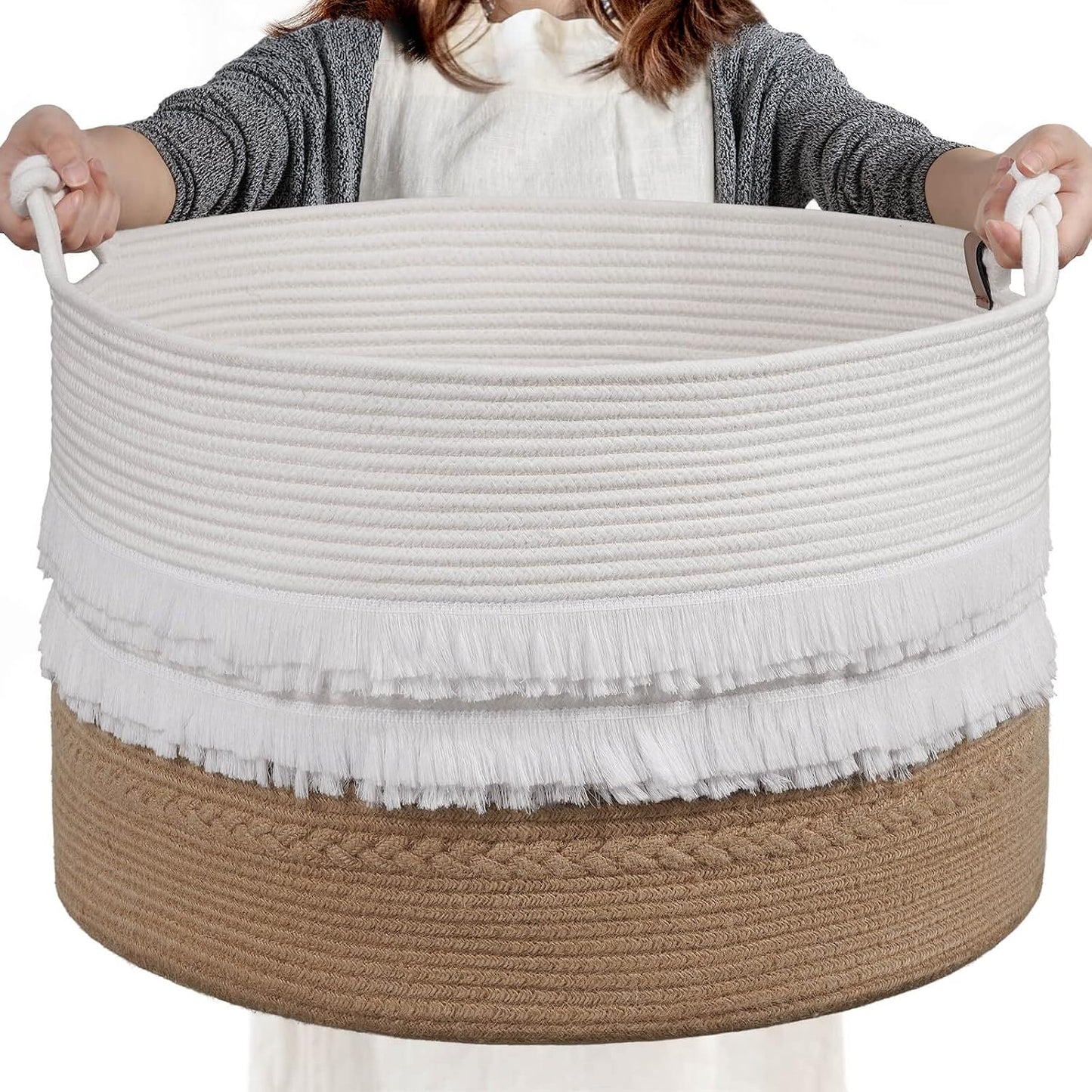 Cesta mimbre para lavandería dormitorio 22x14pulg 83l