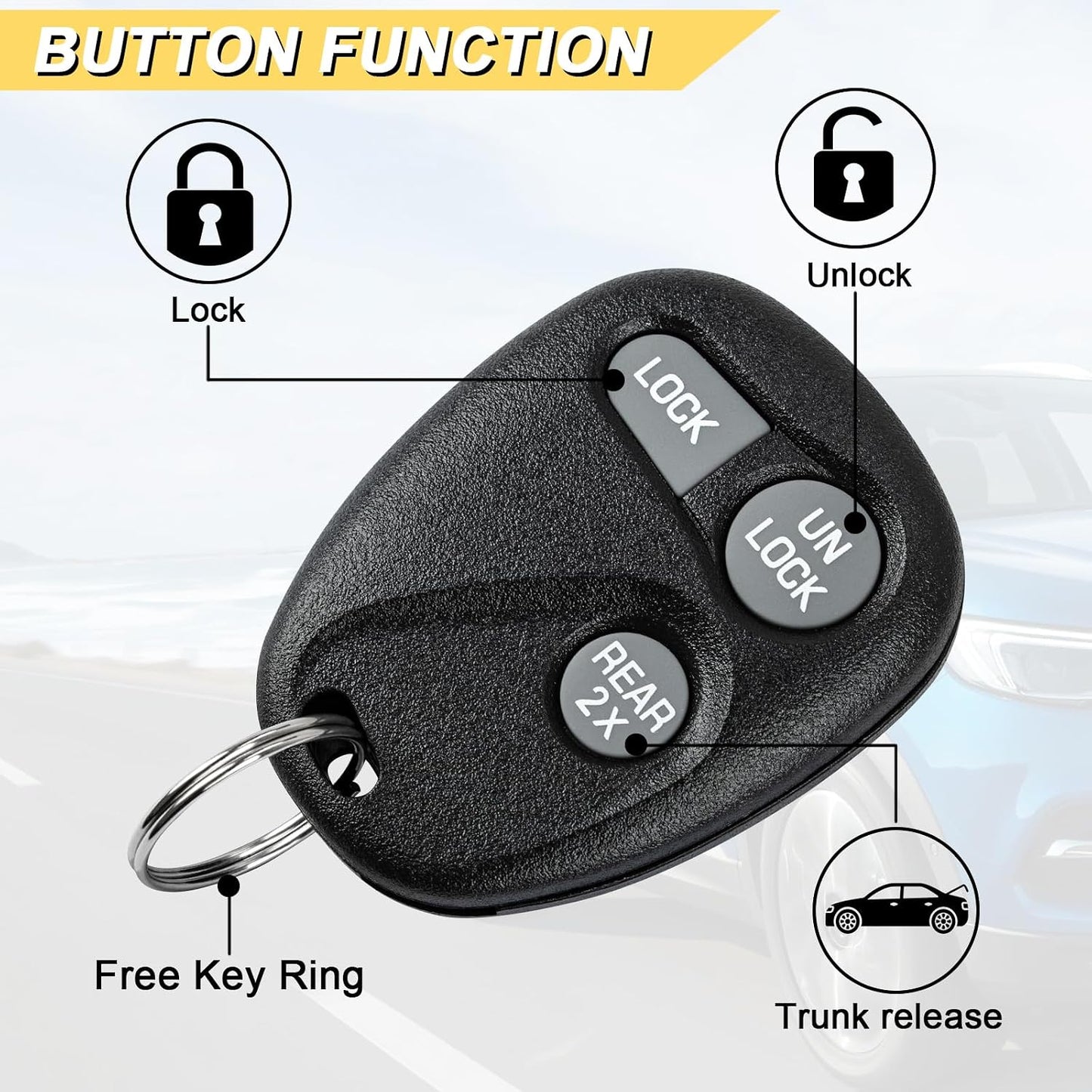 Llavero remoto Chevy Suburban Tahoe AB01502T 3 Btn
