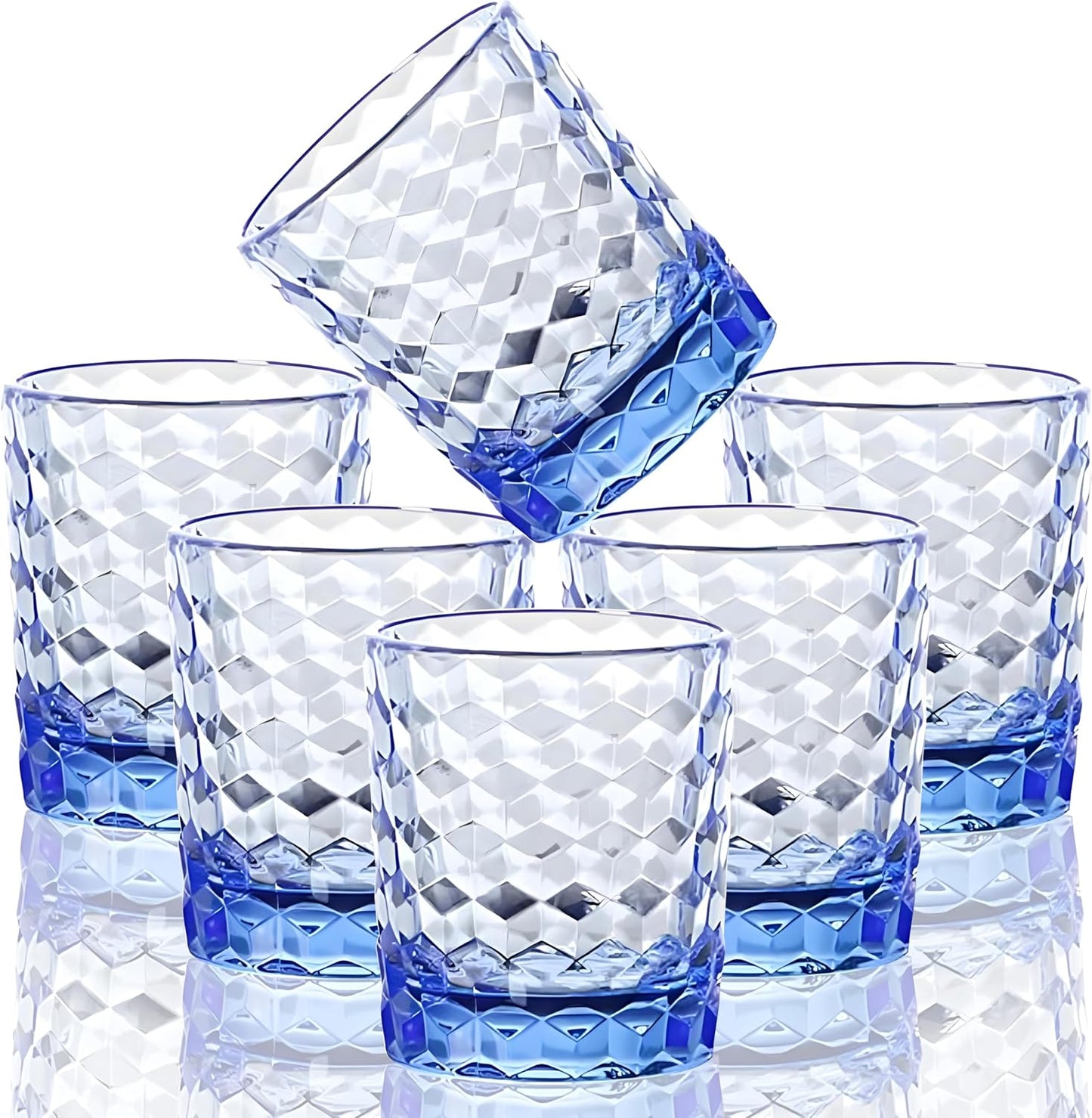 6 Pzas Vasos Tritan 8oz Sin BPA Reutilizables Azul