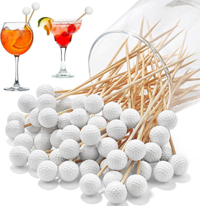 100 Palillos Dientes Golf 4.7" Pinchos Decoración Mesa