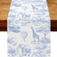 Camino mesa vintage selva Toile de Jouy azul 13x90pulg