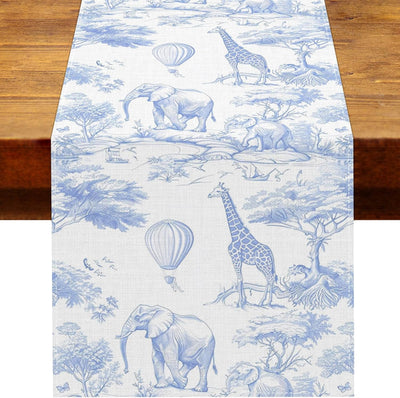 Camino de mesa vintage azul temática selva decoración fiesta cumpleaños