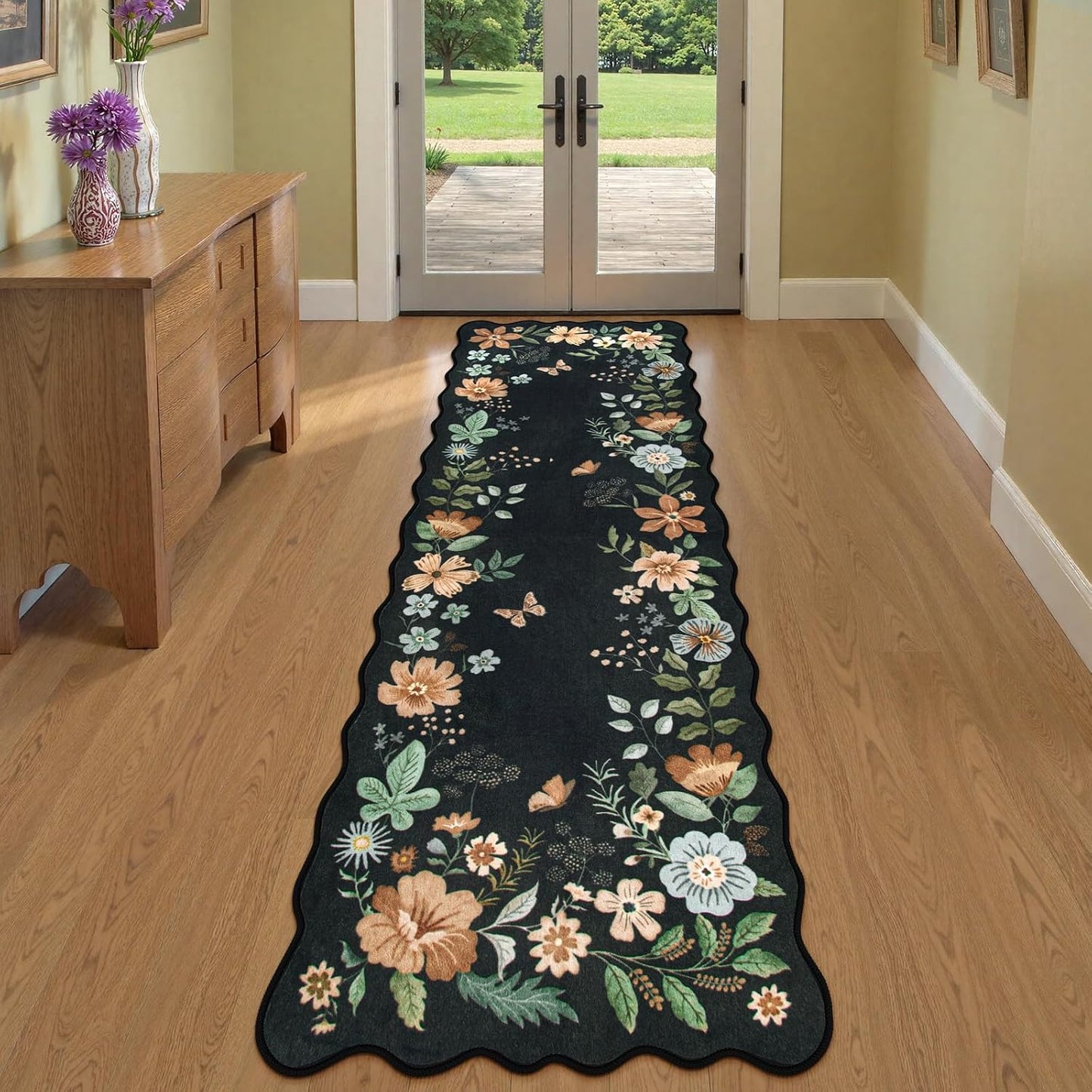 Alfombra antiderrap pasillo cocina 2x8pulg negro/gris