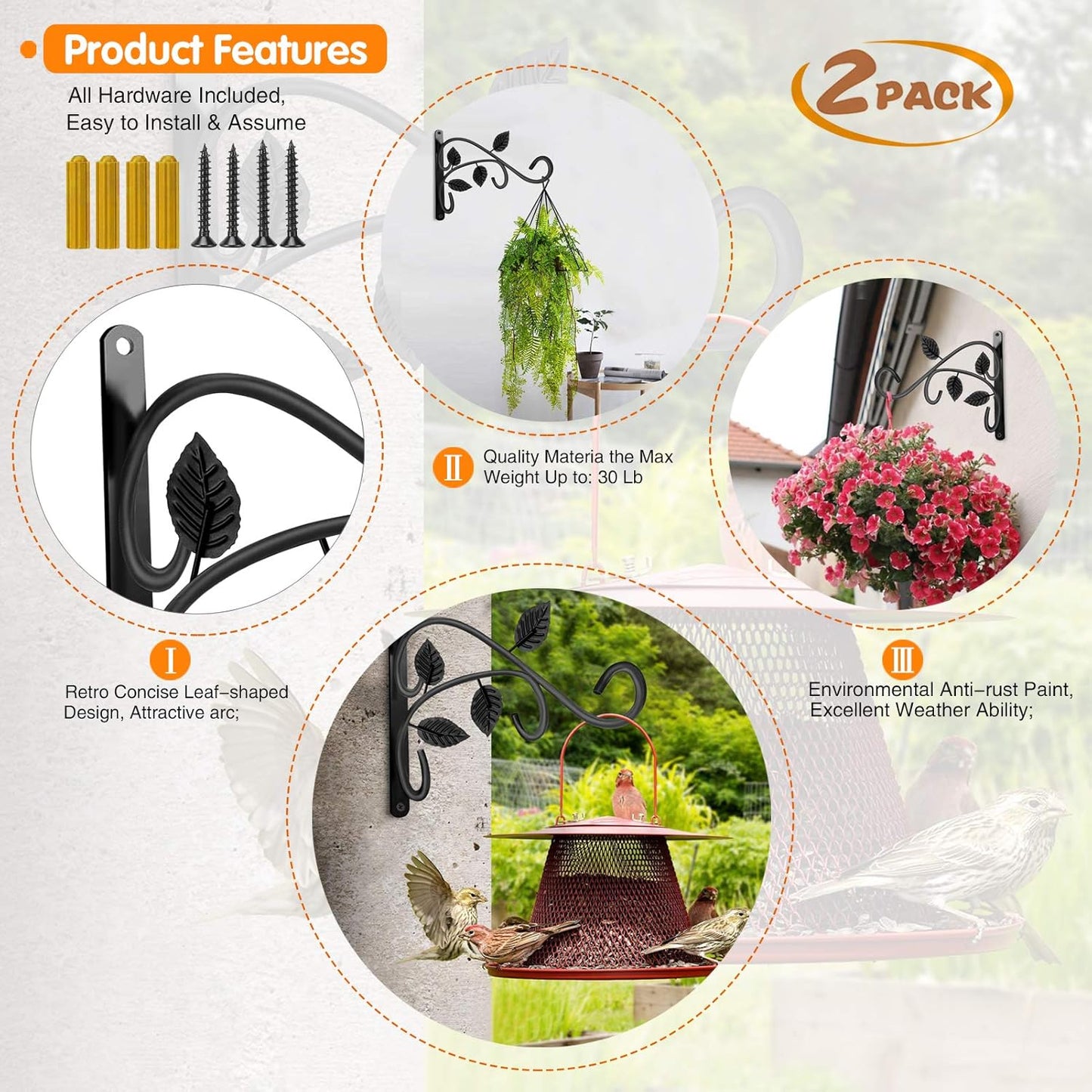 Soporte colgador pared 12pulg metal resistente oxido