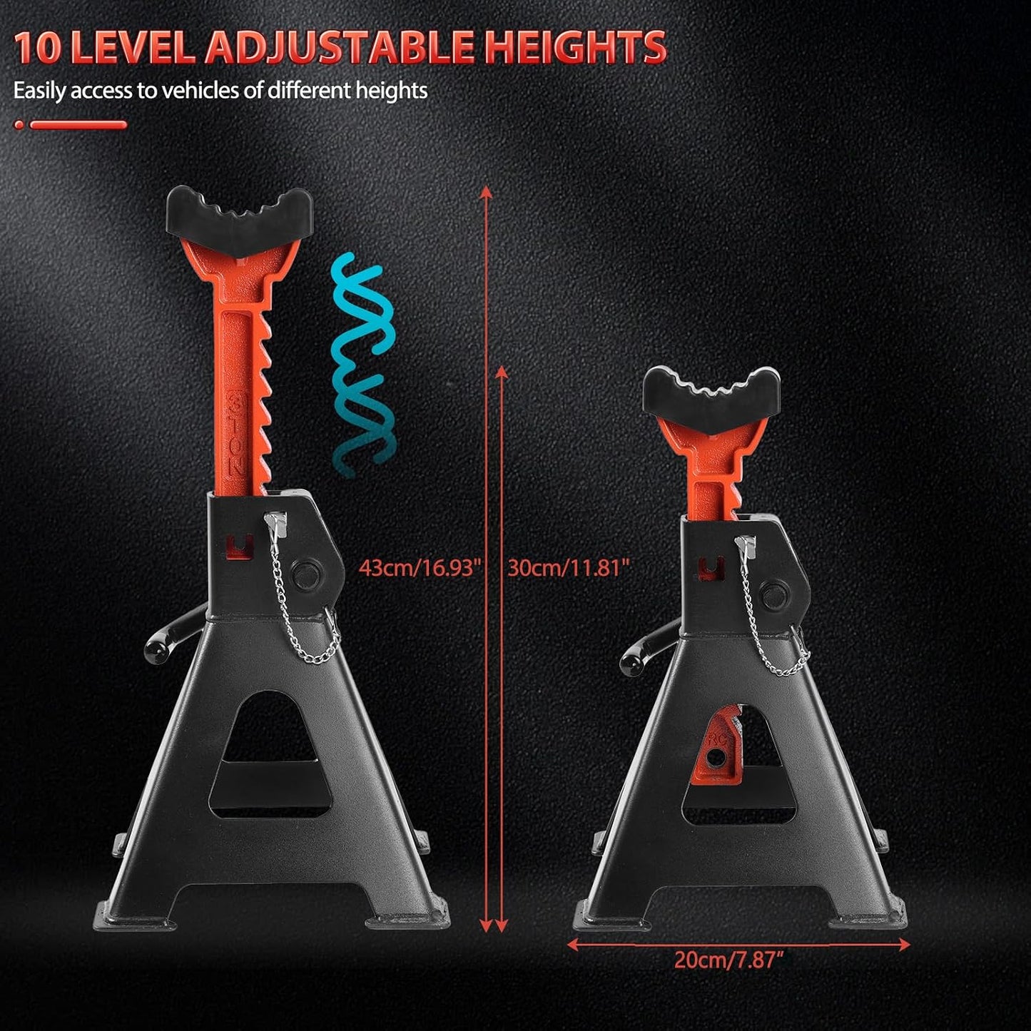 Soportes gato 3 toneladas acero ajustable 11.8-16.9
