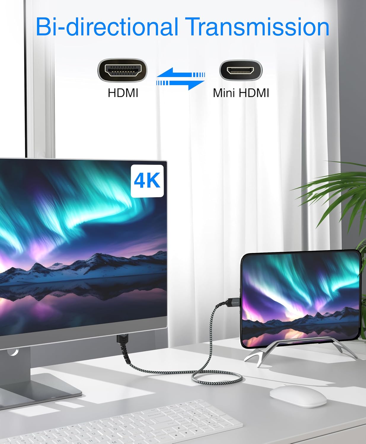 Cable HDMI mini a HDMI 10pies 4K 60Hz HDR comp cámara