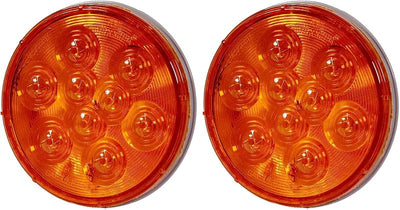 Luz giro trasero 9 LED ámbar 4pulg redondo pack 2