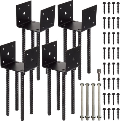 Soporte poste valla anclaje base 4x4 pulg metal negro