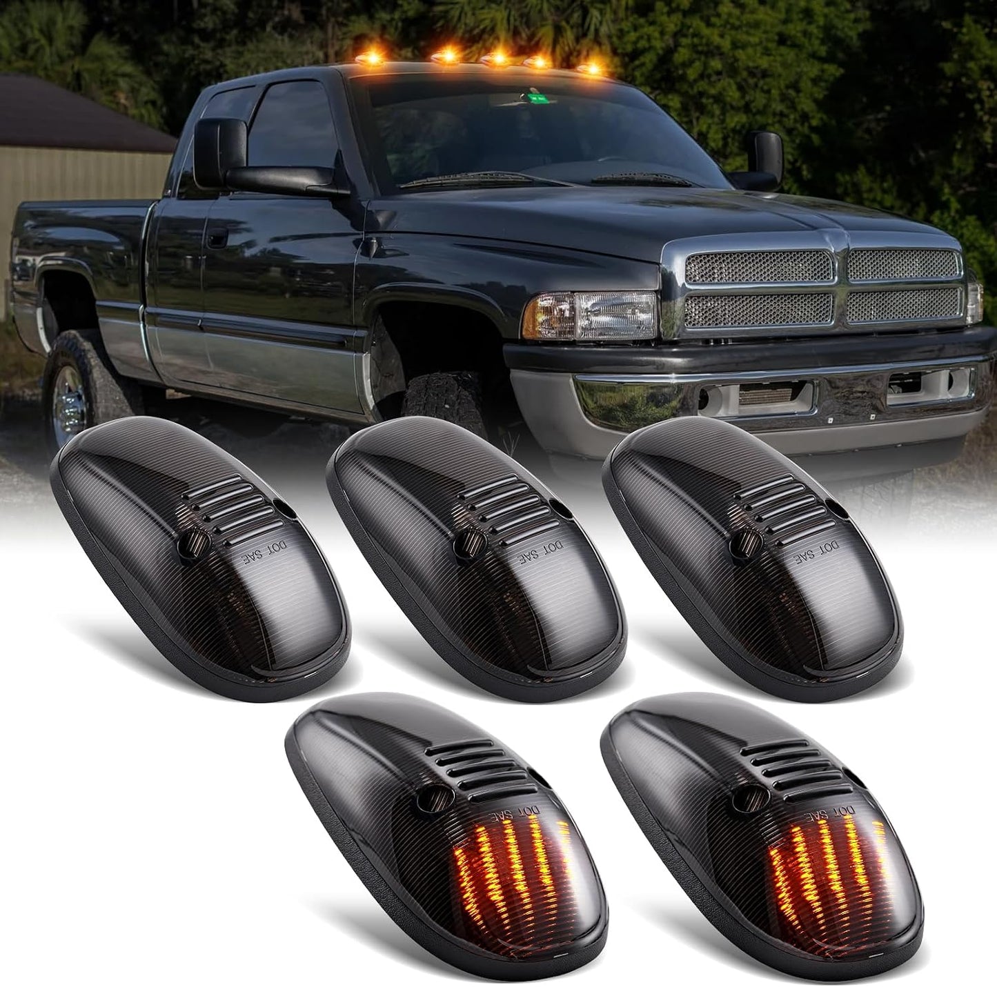 Luces techo cabina Ram 99-01 lente ahumada ámbar 5uds
