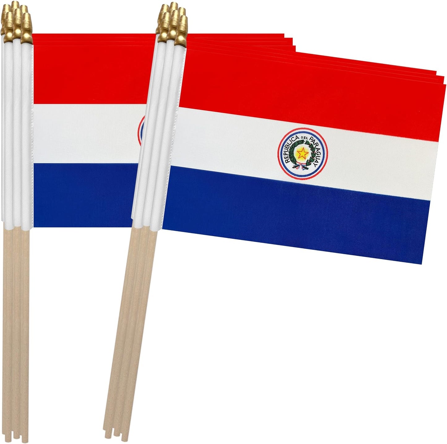 Banderas mano Paraguay 5x8pulg pack 12