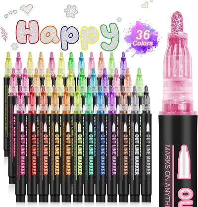 Marcadores metálicos 36 colores para adultos y manualidades