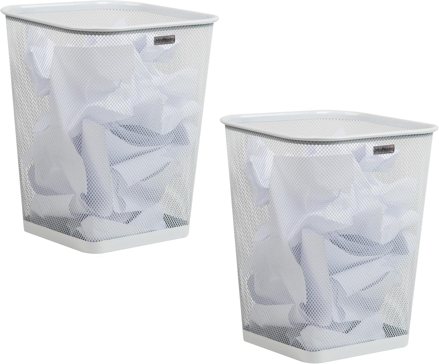 Basurero malla metálica cuadrado 5gal set 2 blanco
