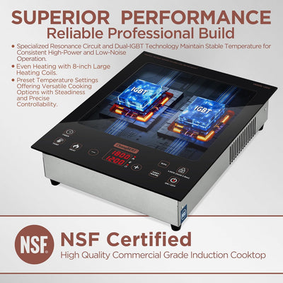 Placa inducción encimera NSF 8pulg bobina gran tamaño