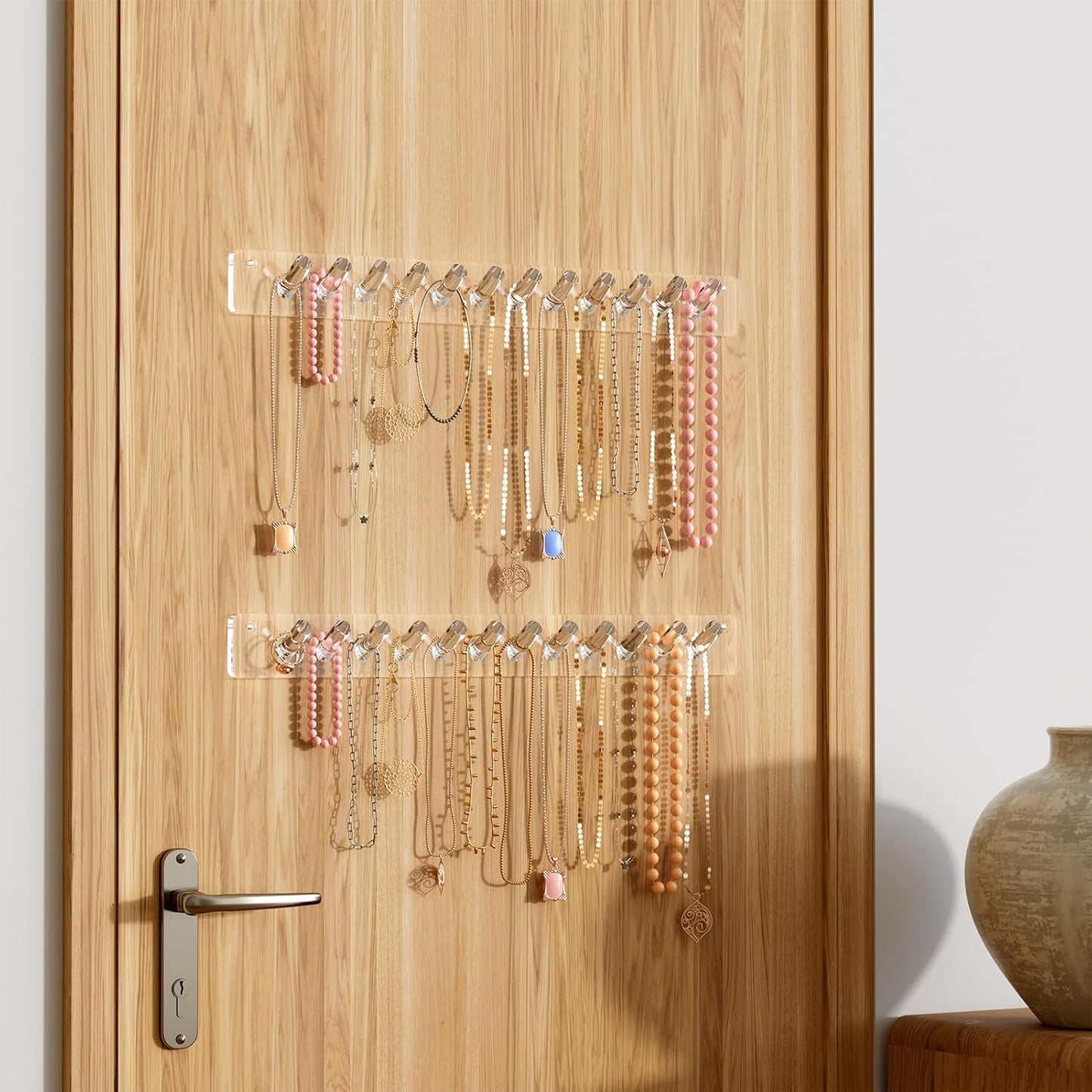 Soporte pared joyas 24 ganchos transparente 2 unidades