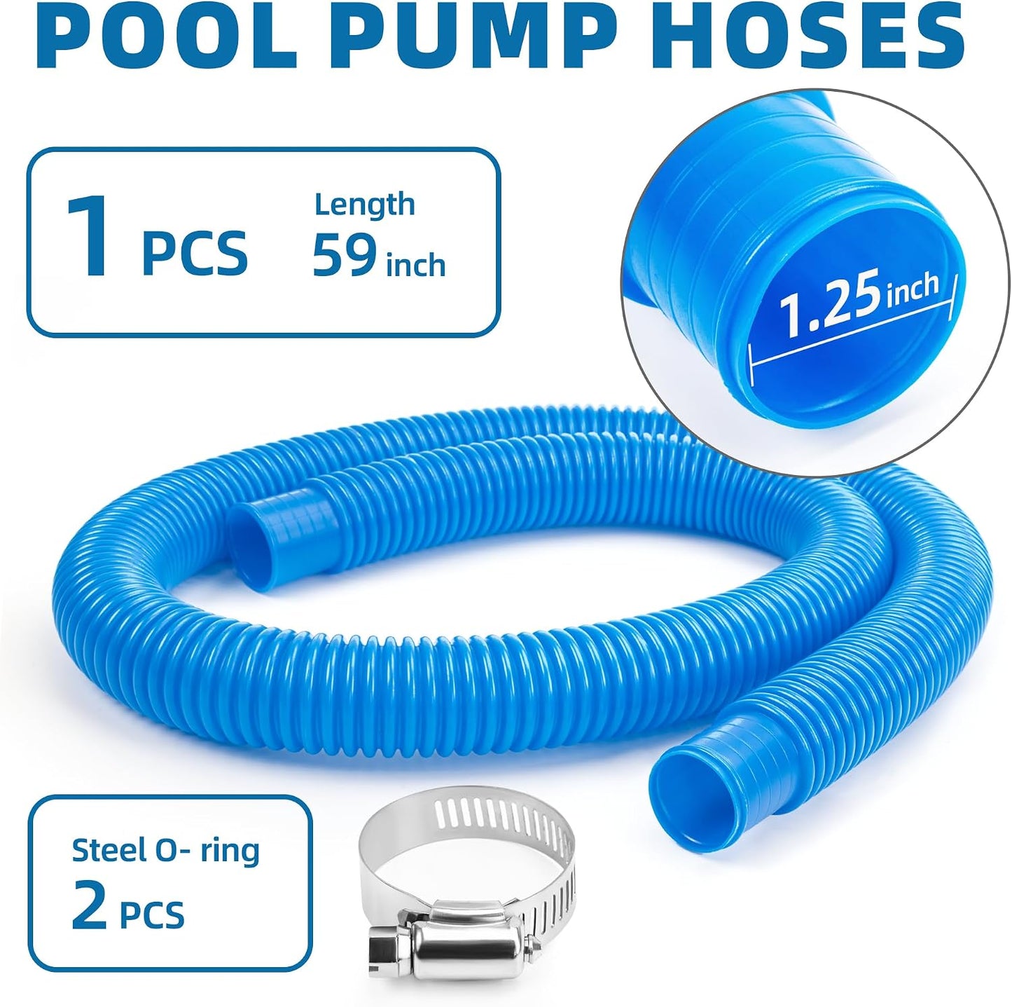 Manguera repuesto bomba piscina 1.25x59" 4 abrazaderas