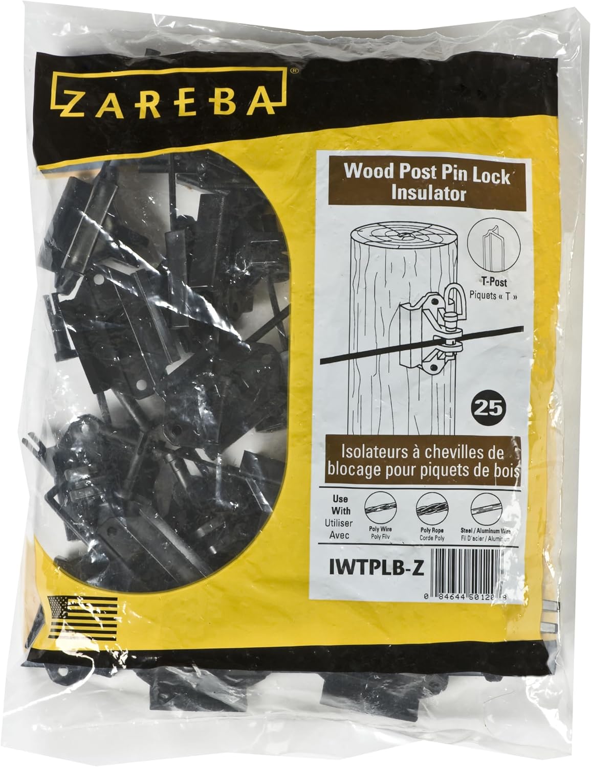 Aisladores T para valla eléctrica negro set 25
