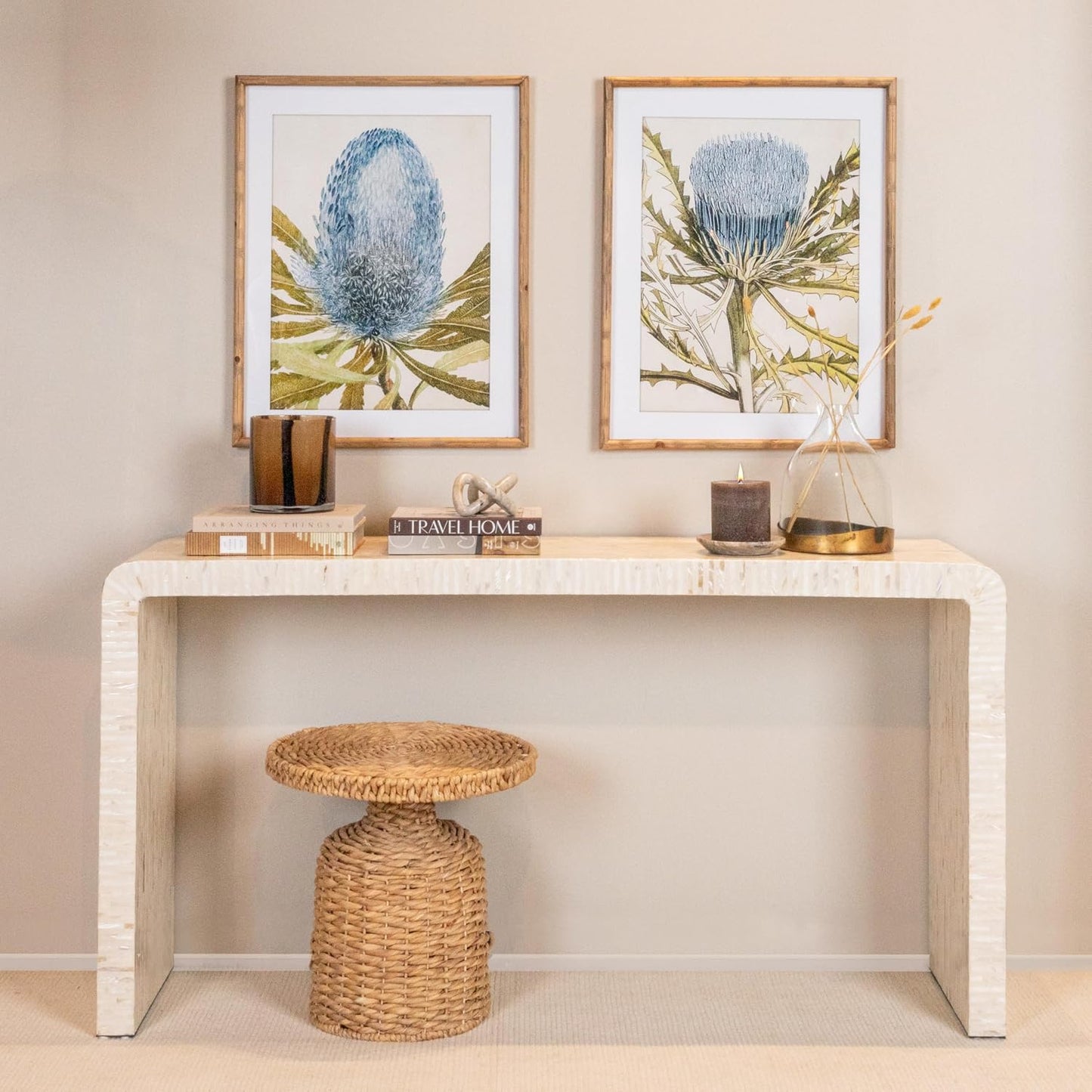 Mesa auxiliar jacinto de agua natural beige