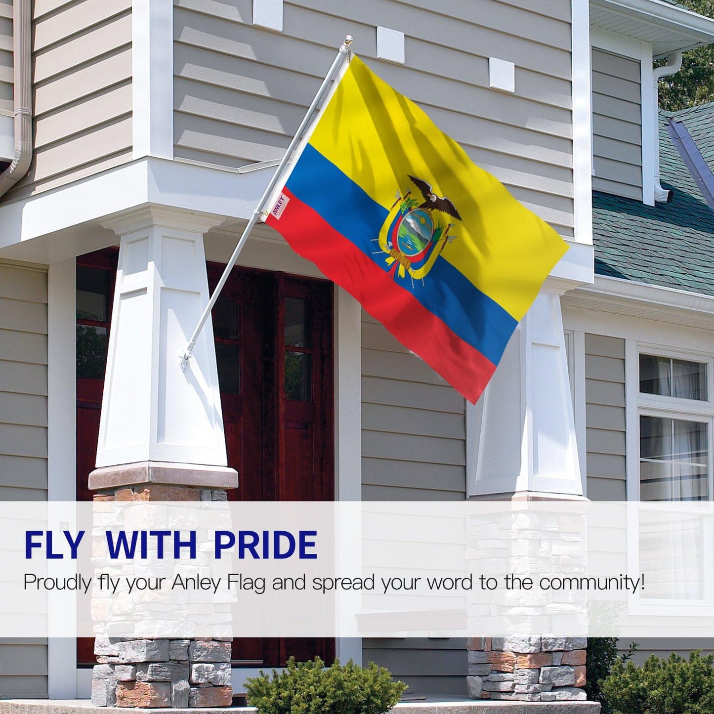 Bandera Ecuatoriana 3x5ft Poliéster Ojales Latón Doble Costura