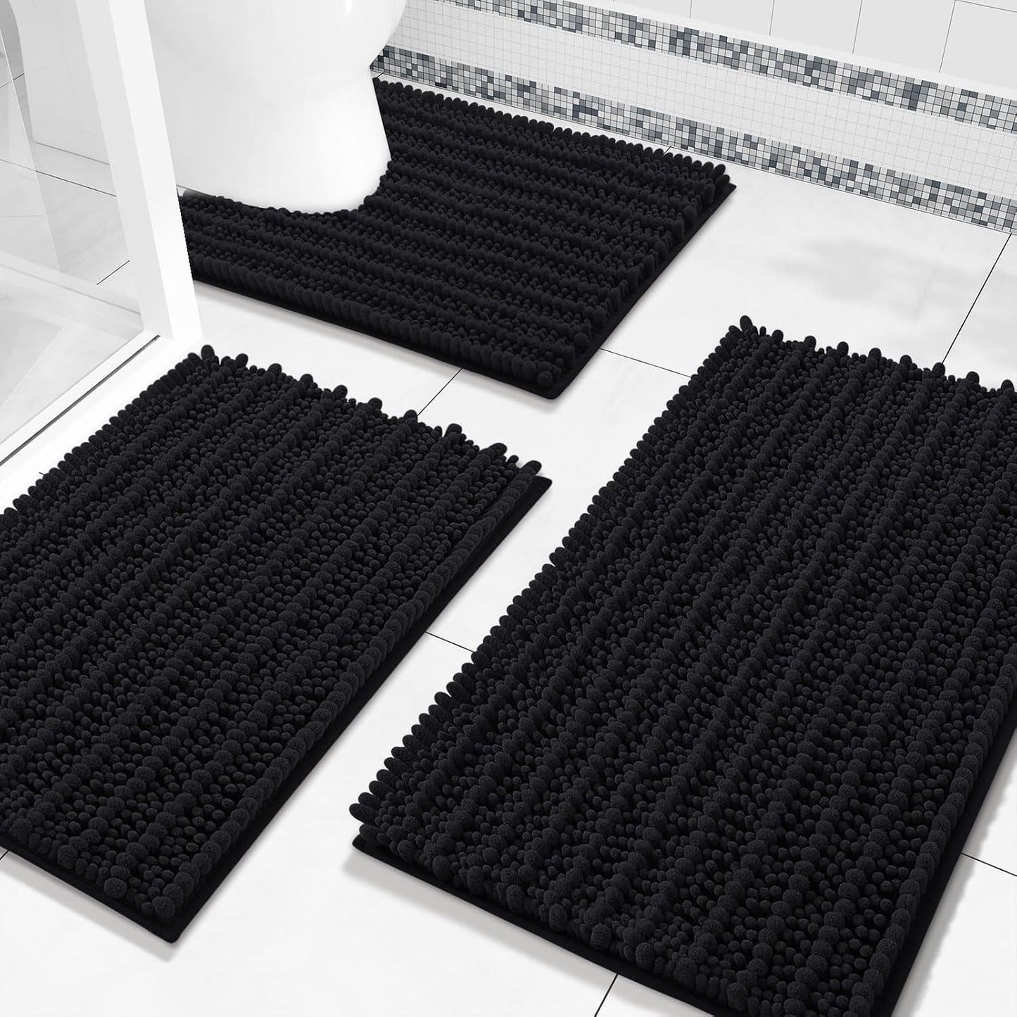 3 Alfombras Baño Chenilla Antiderrap Absorbentes