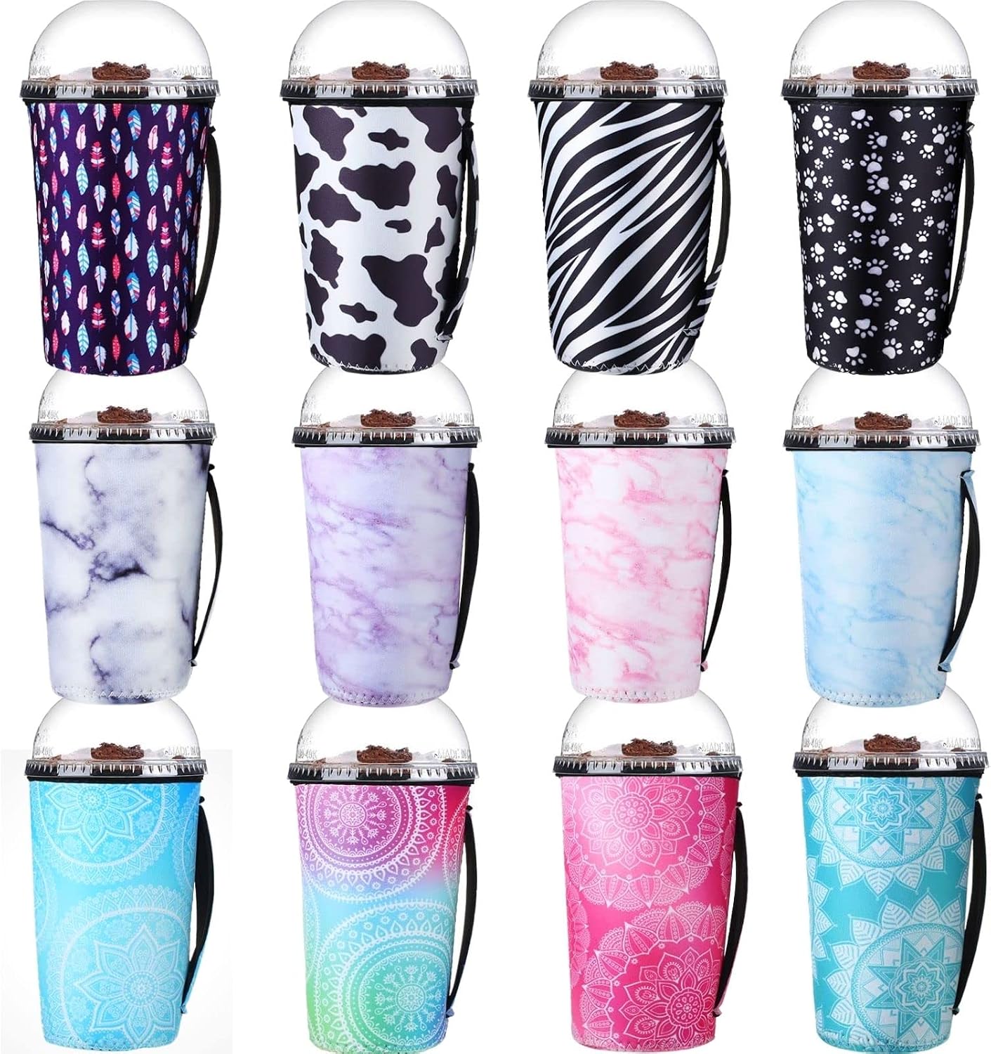12 fundas neopreno reutilizables para vasos 32oz estilo
