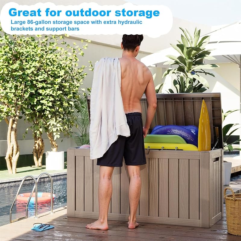 Caja resina 80gal impermeable para cojines patio y jardín