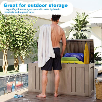 Caja resina 80gal impermeable para cojines patio y jardín