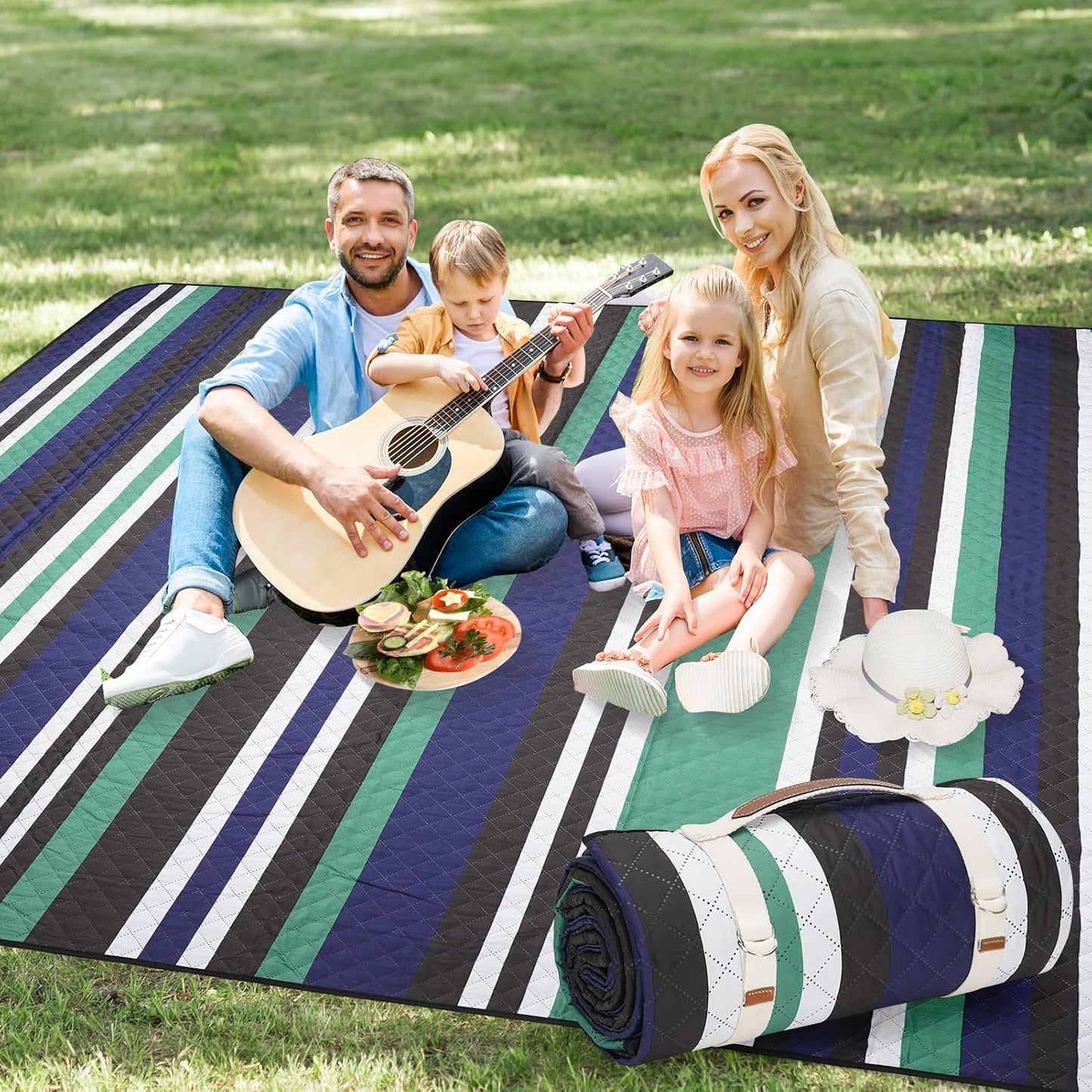 Manta picnic exterior 80x80pulg impermeable 3 capas plegable