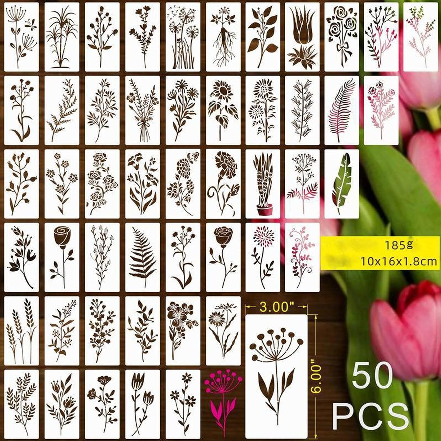 102 Plantillas Flores Silvestres Reutilizables Plástico