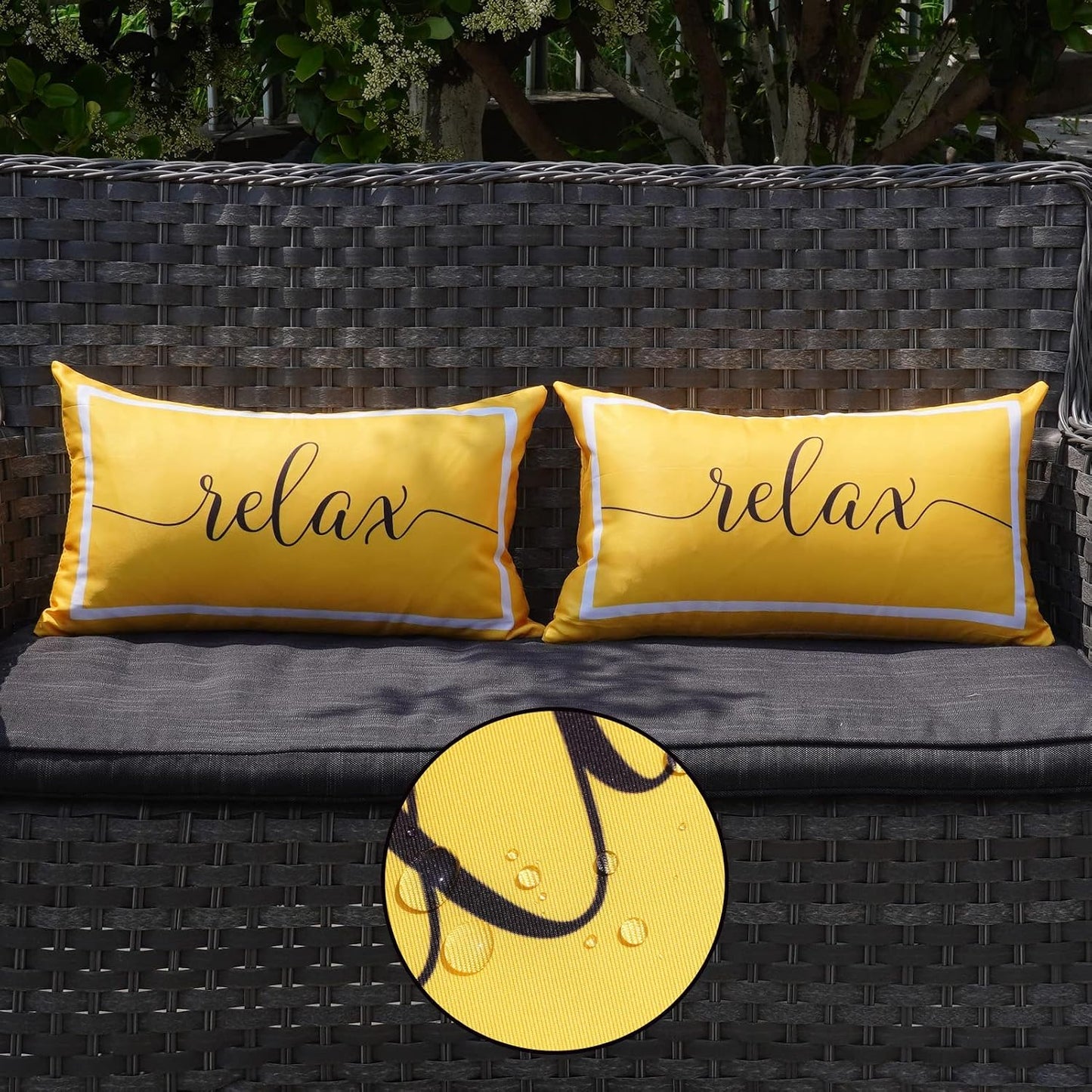 2 Fundas Almohada Impermeables Exteriores 12x20pulg Amarillo Blanco