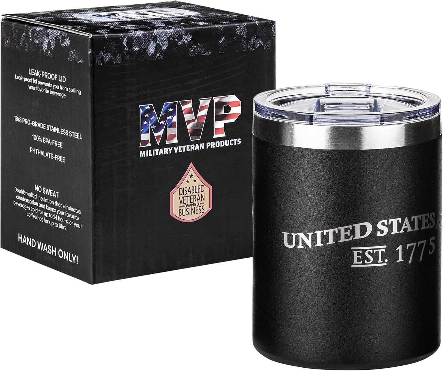 Taza café acero inox aislada 355ml ejército