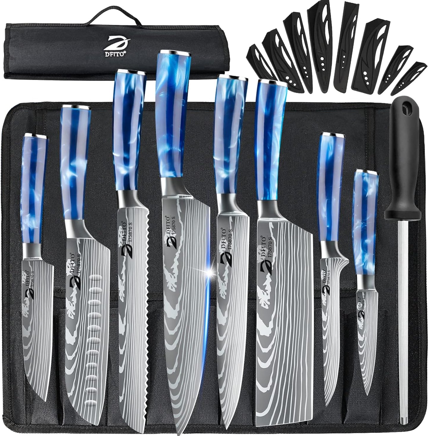 Set 9 Pzas Cuchillos Chef Acero Inox Pakkawood Rojo