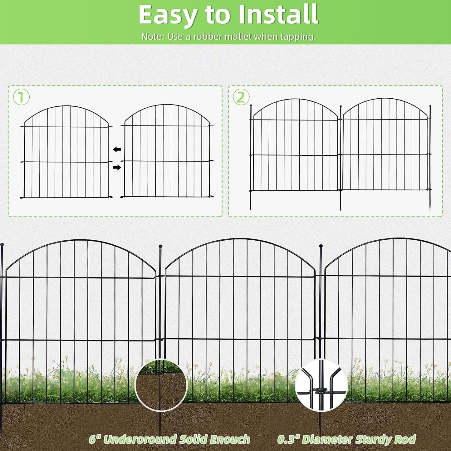 Valla jardín 24pulg x10ft pack 5 con cerradura