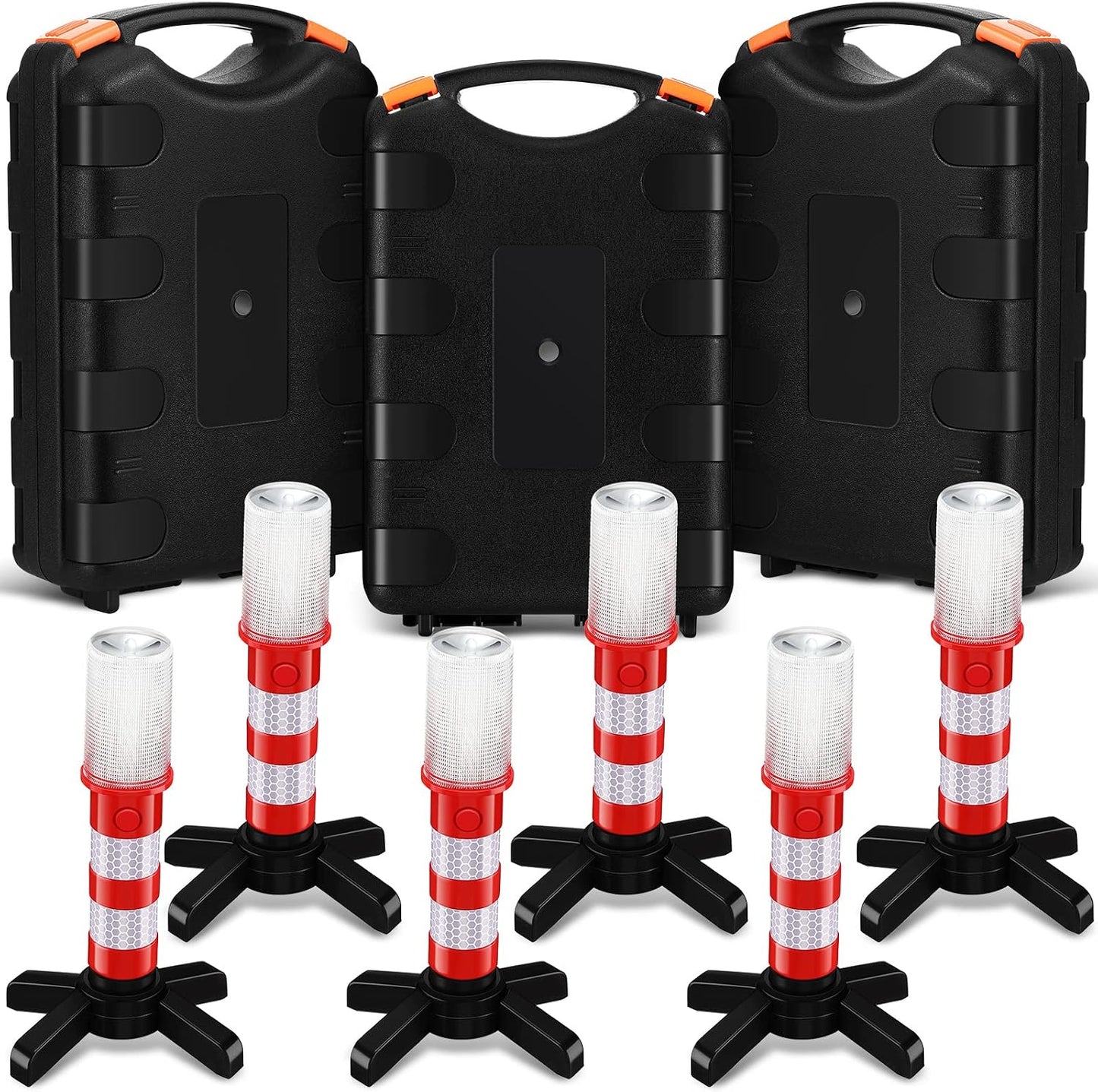 4 Pzas Luces LED Emergencia Carretera Rojas con Base