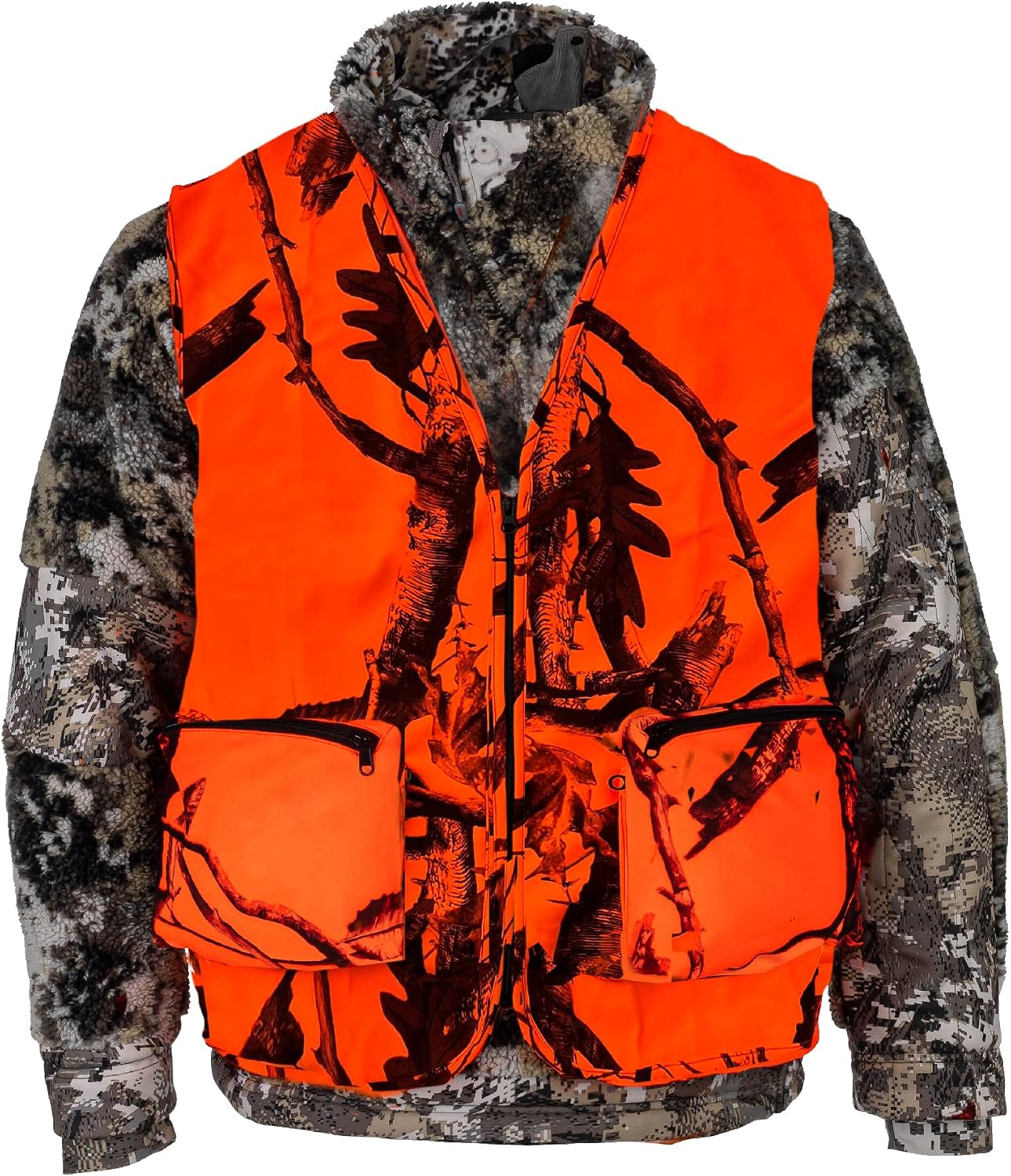Chaleco caza naranja alta visibilidad impermeable