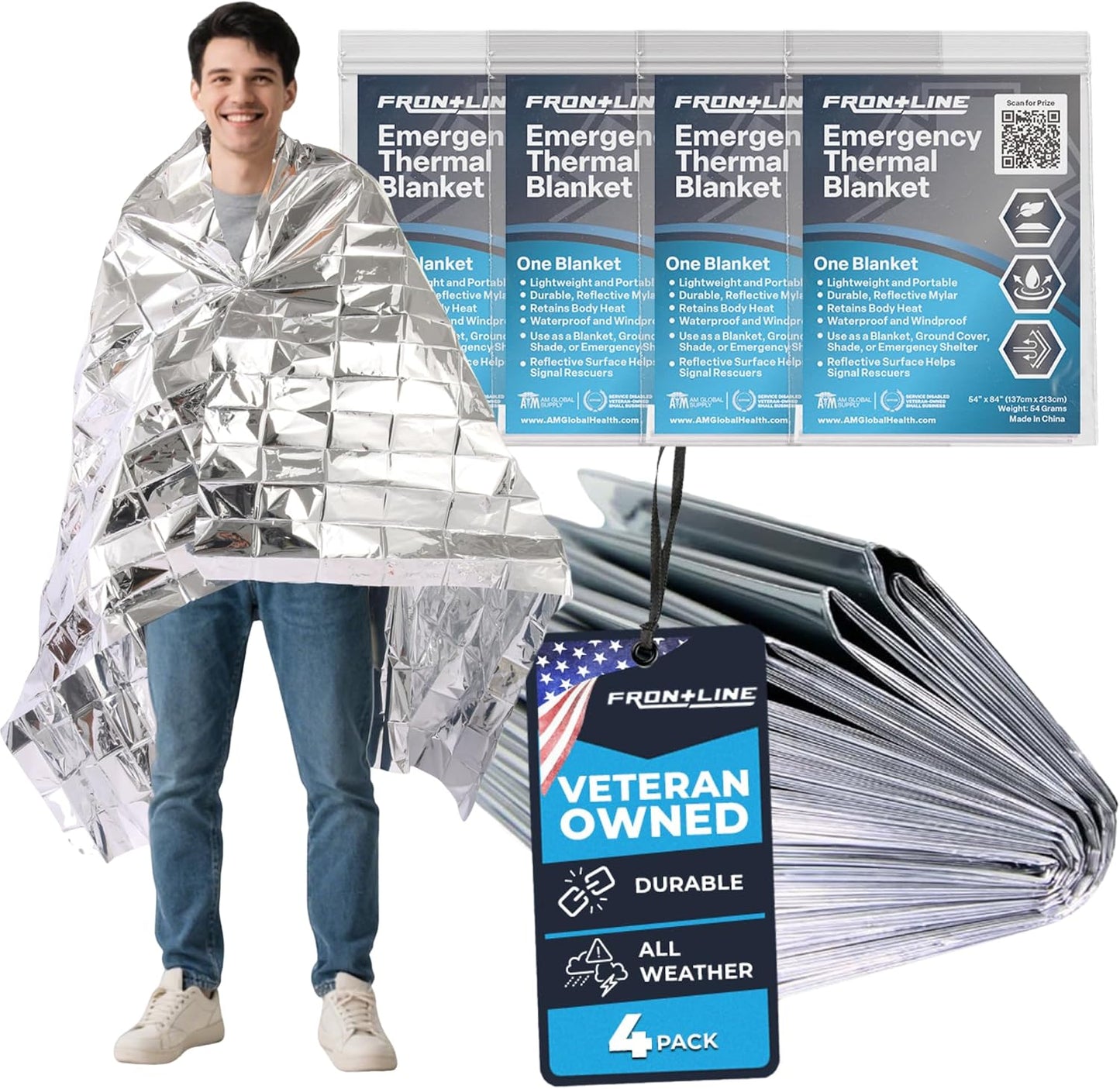 Manta térmica Mylar 54x84 pulg impermeable para acampar