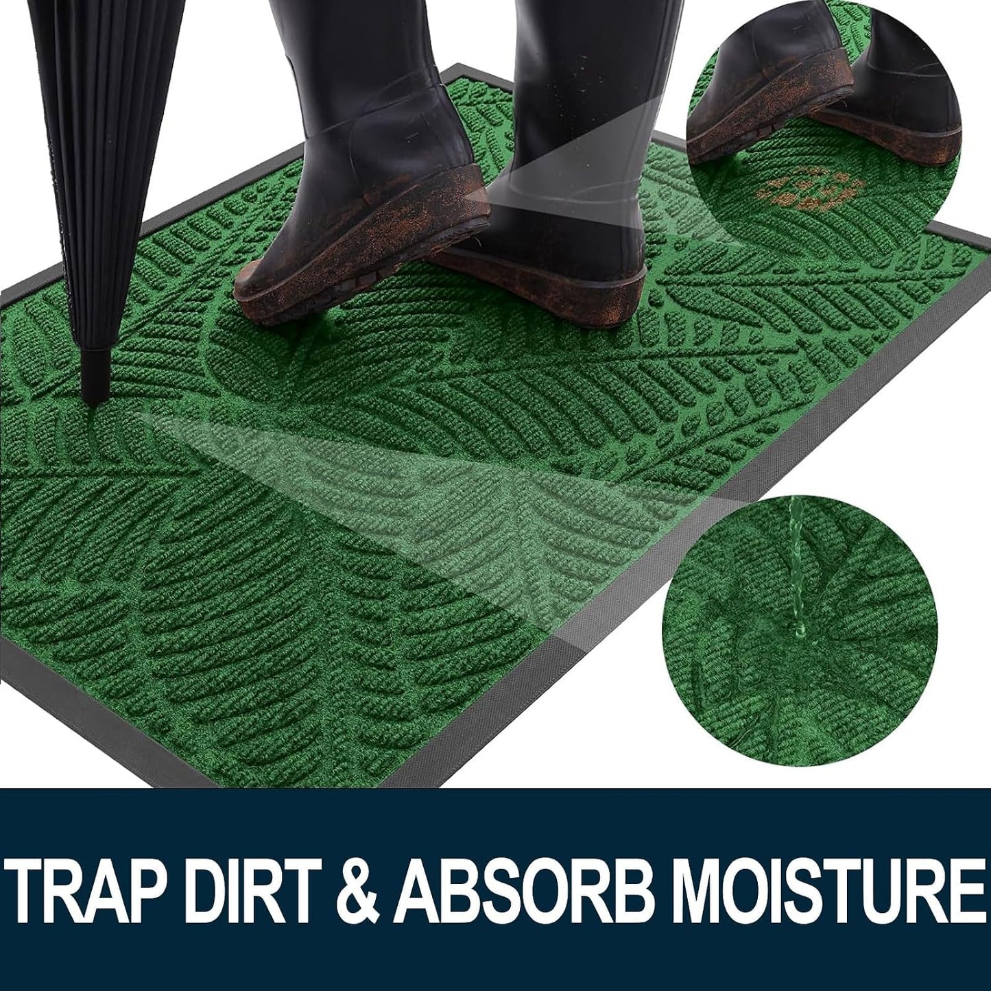 Tapete goma natural impermeable antiderrap 35x23pulg verde