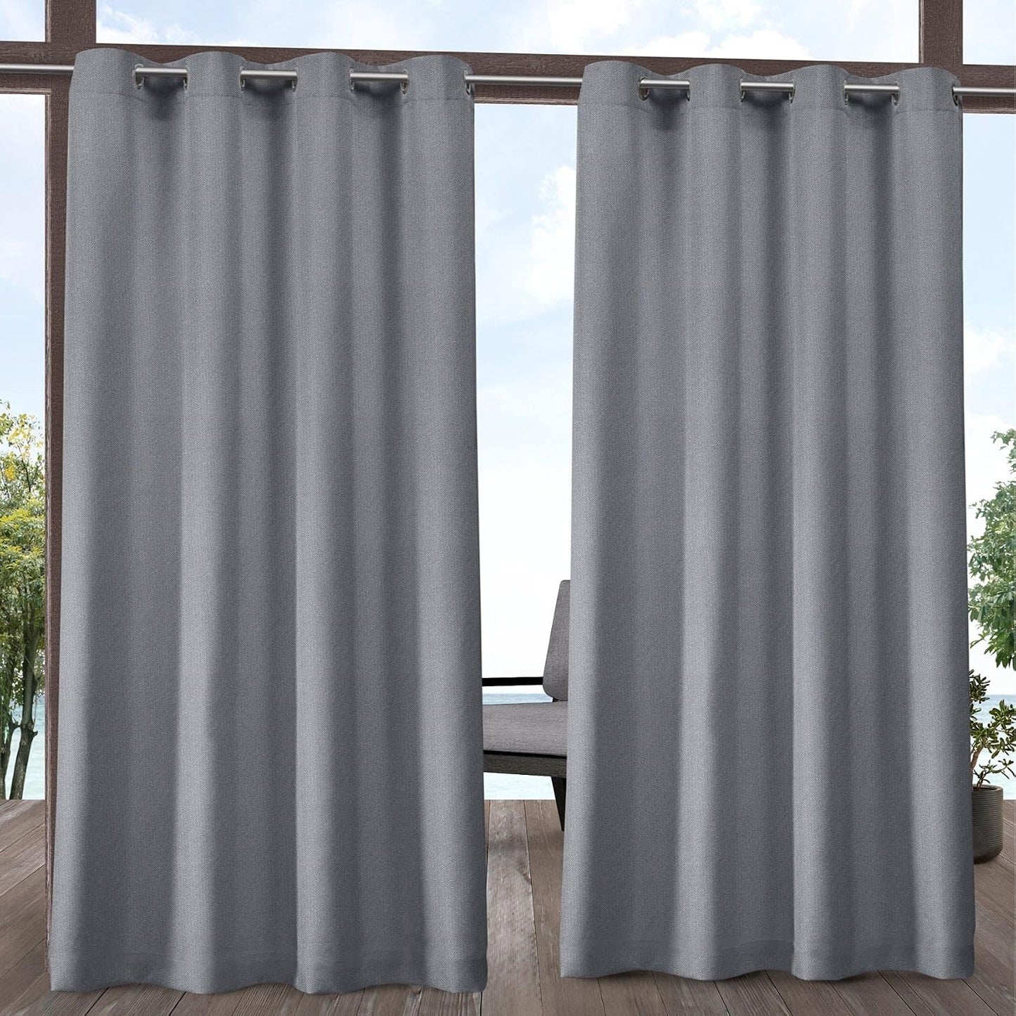 Cortinas hogar interiores exteriores textura dos tonos ojales