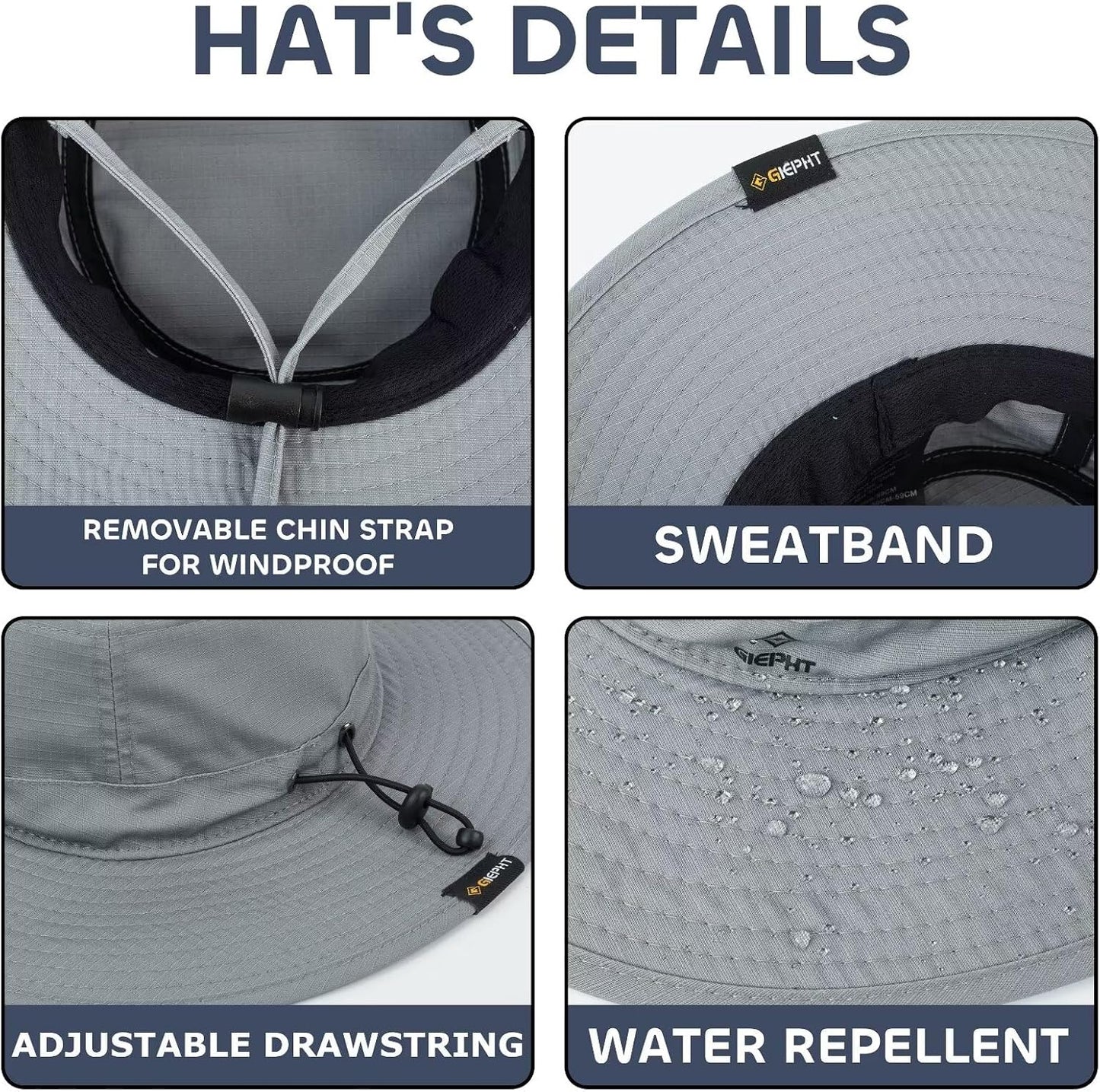 Sombrero pesca ala ancha UV SPF XL para hombre
