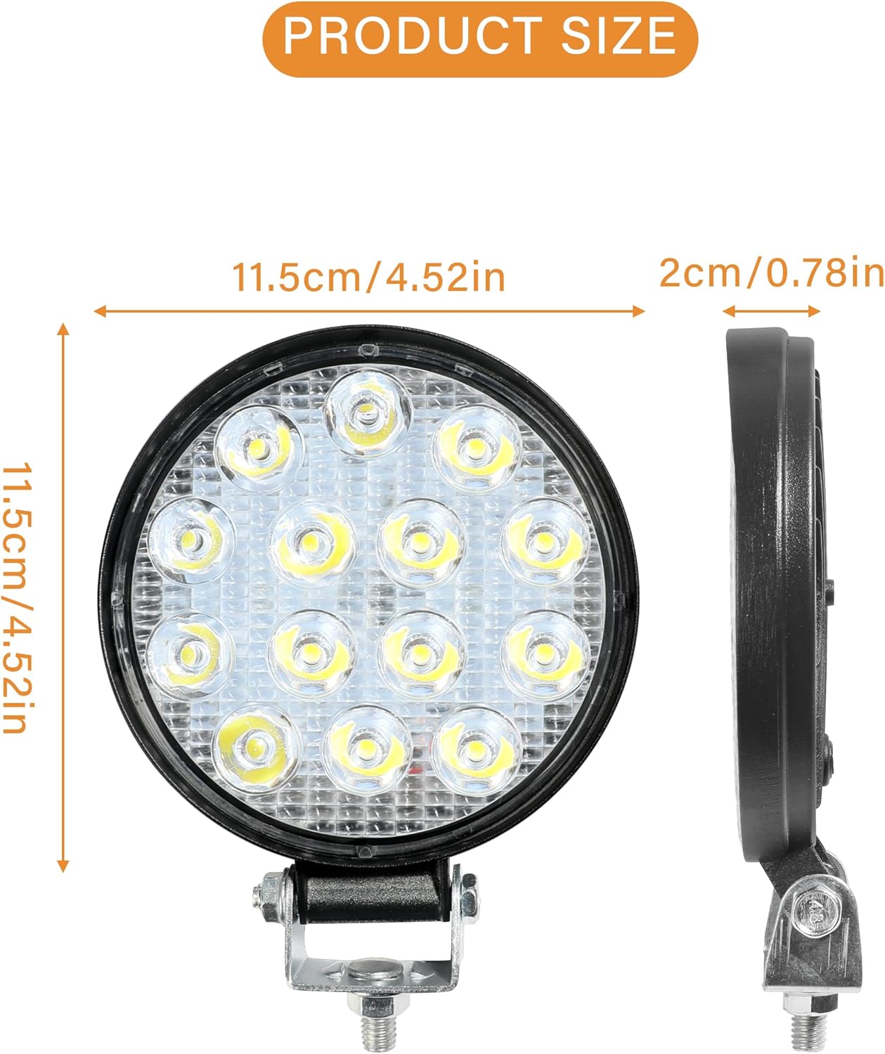 2 Pzas Luces LED Redondas 4.5pulg Todo Terreno 42W