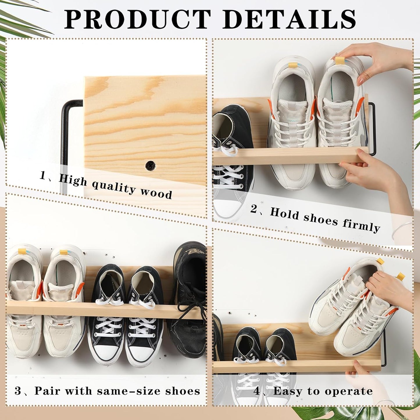 2 Organiz. zapatos pared 28" madera moderno compacto