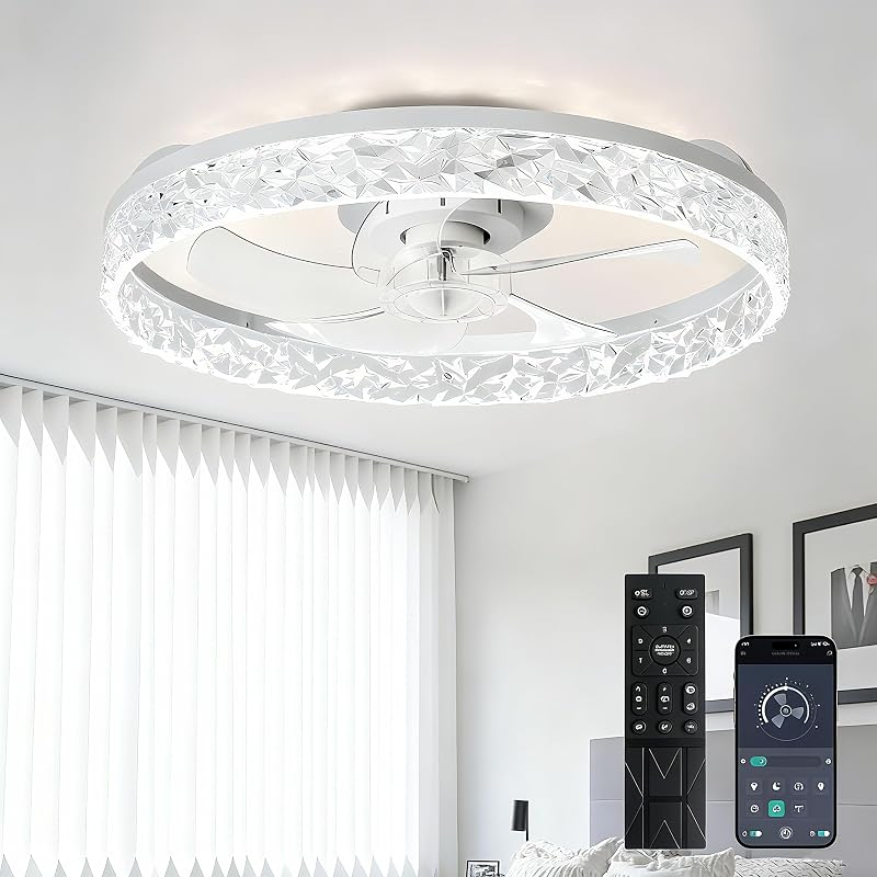 Ventilador techo LED moderno 20" control remoto dormitorio