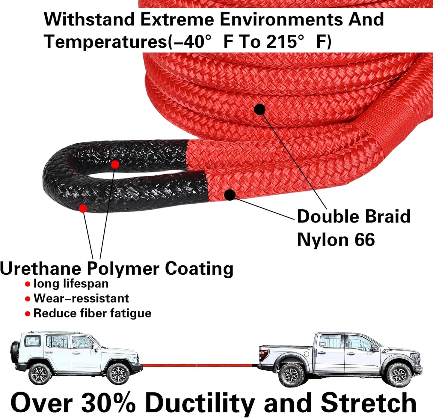 Cuerda cinética ATV 1" x30ft color rojo 48000lb