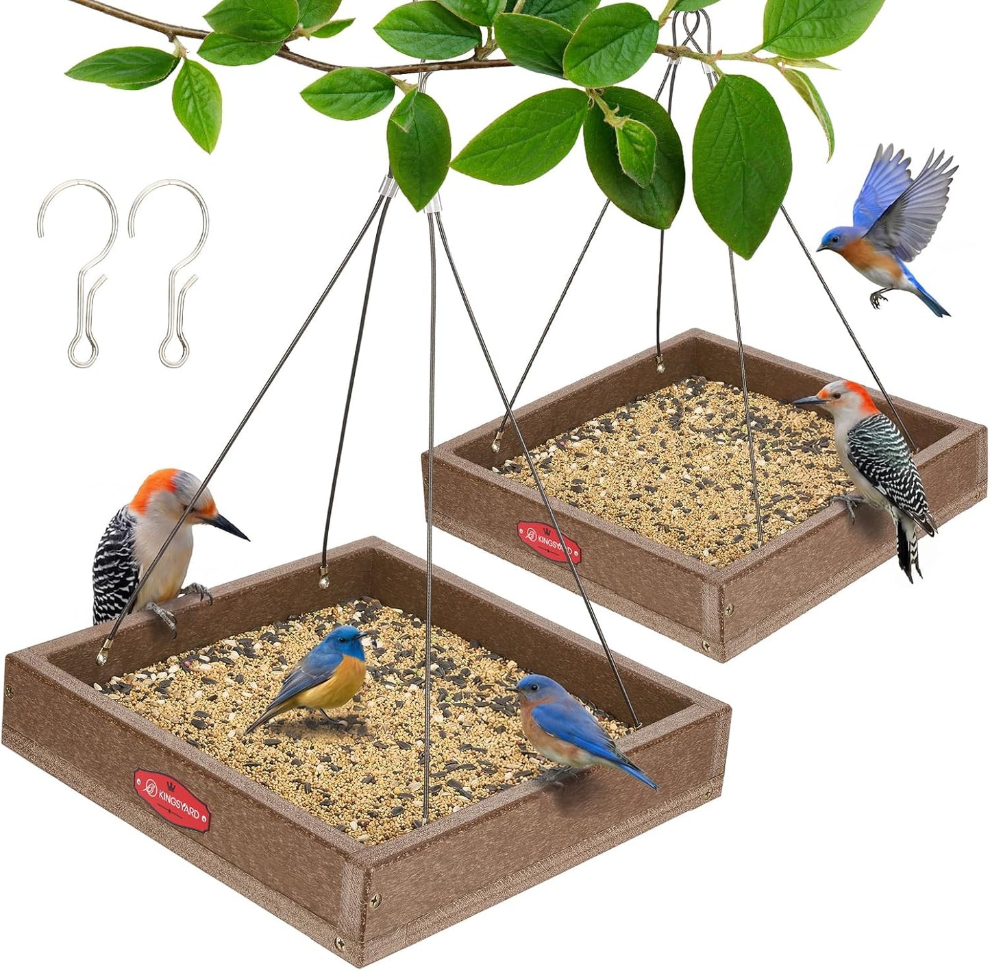 2 Bandejas comedero pájaros plástico reciclado malla 3.5lbs