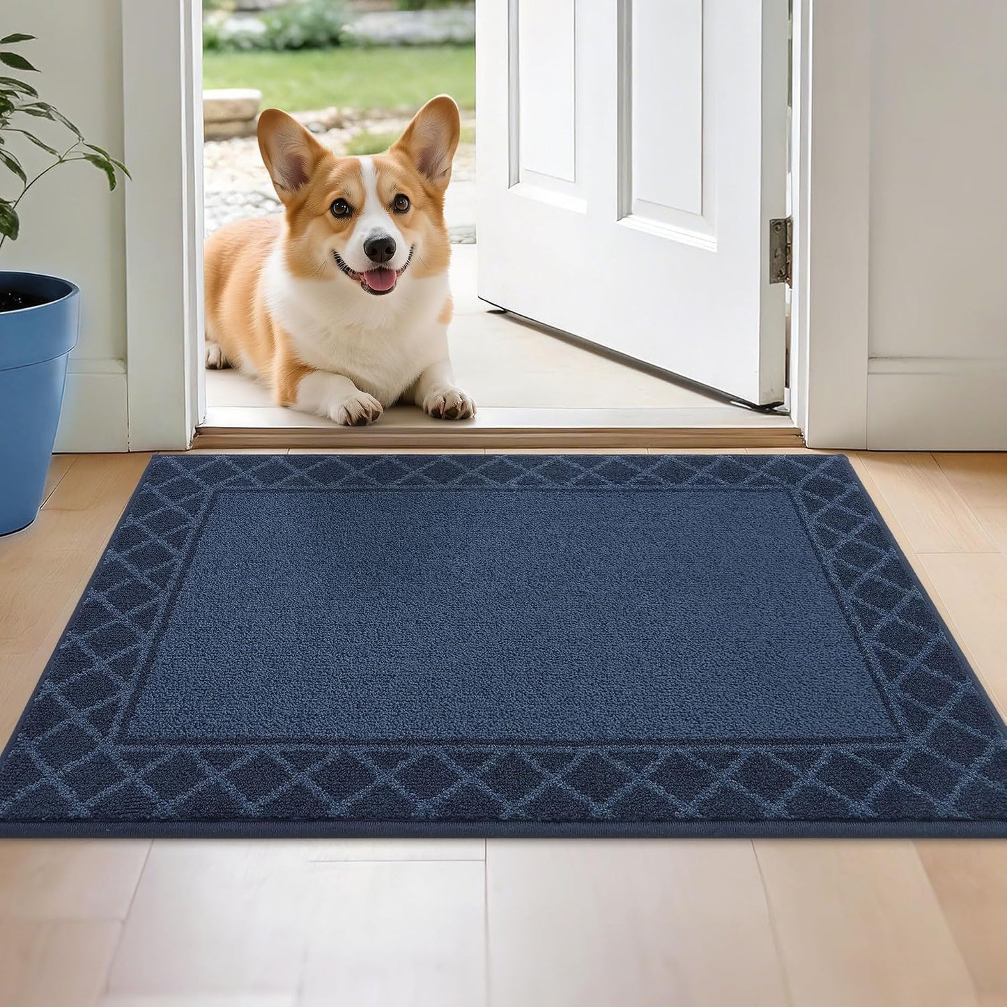 Tapete entrada interior antiderrap 24x36pulg azul marino