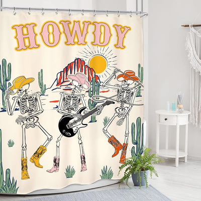 Cortina ducha calavera vaquero howdy desierto gótica 60x72