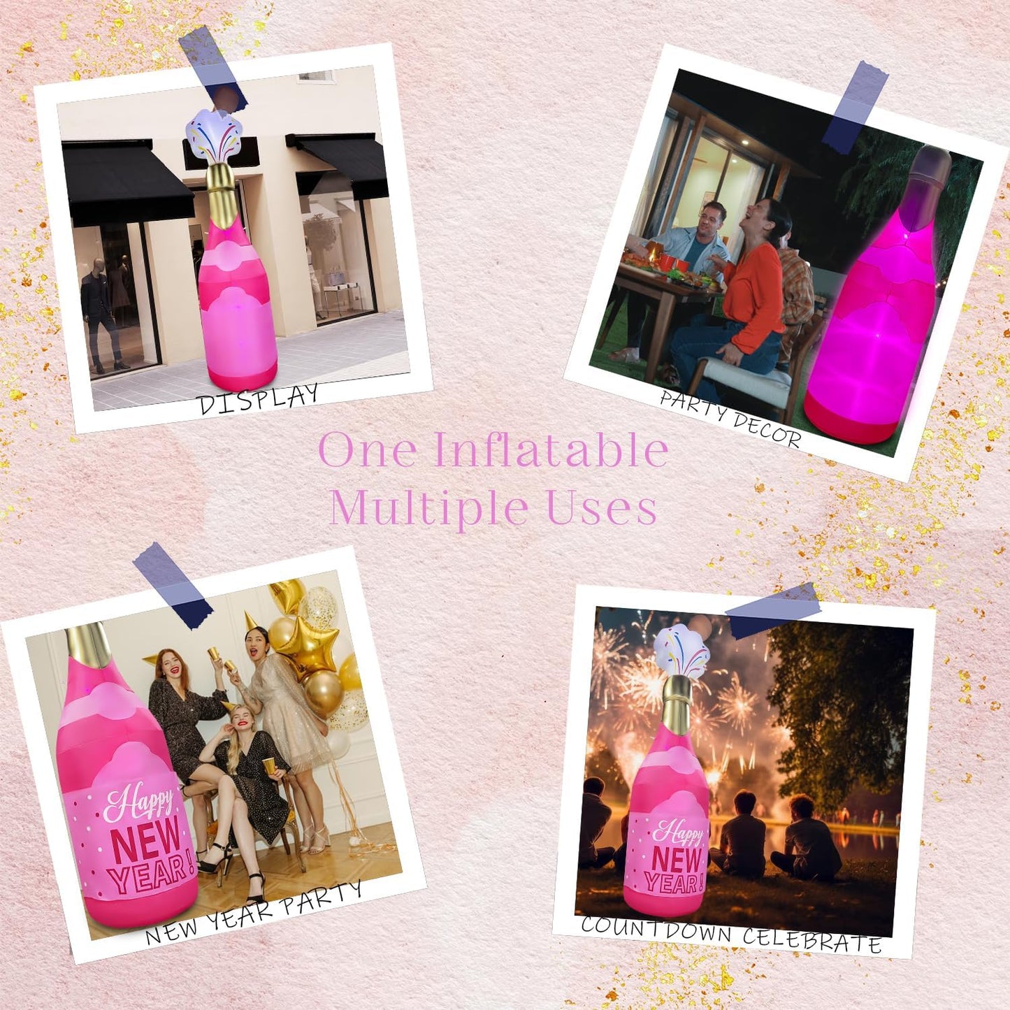 Inflable botella champán 12ft con LED para fiestas